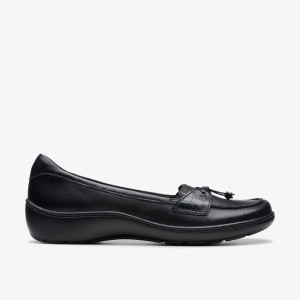 Clarks Cora Haley Black Leather Black | 9870JKOUM