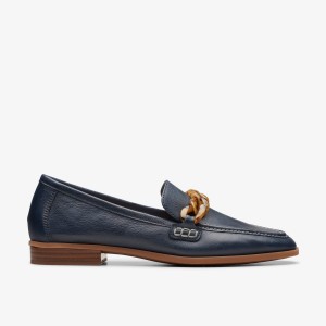 Clarks Sarafyna Iris Navy Leather Navy | 5137WBKDV