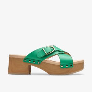 Clarks Sivanne Walk Green Leather Green | 6238UAPQD