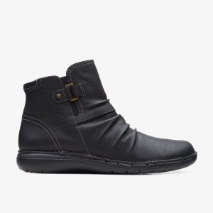 Clarks Un Loop Top Black Leather Black | 7214XGNEB