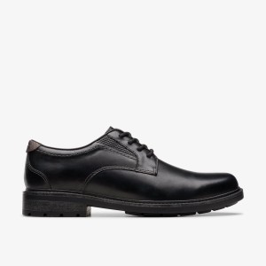 Clarks Un Shire Low Black Leather Black | 4956JDCYV