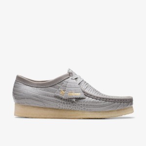 Clarks Wallabee Grey Crocodile Print Grey | 7804ETKSN