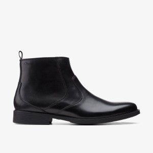 Clarks Whiddon Zip Black Leather Black | 3542IUTVE