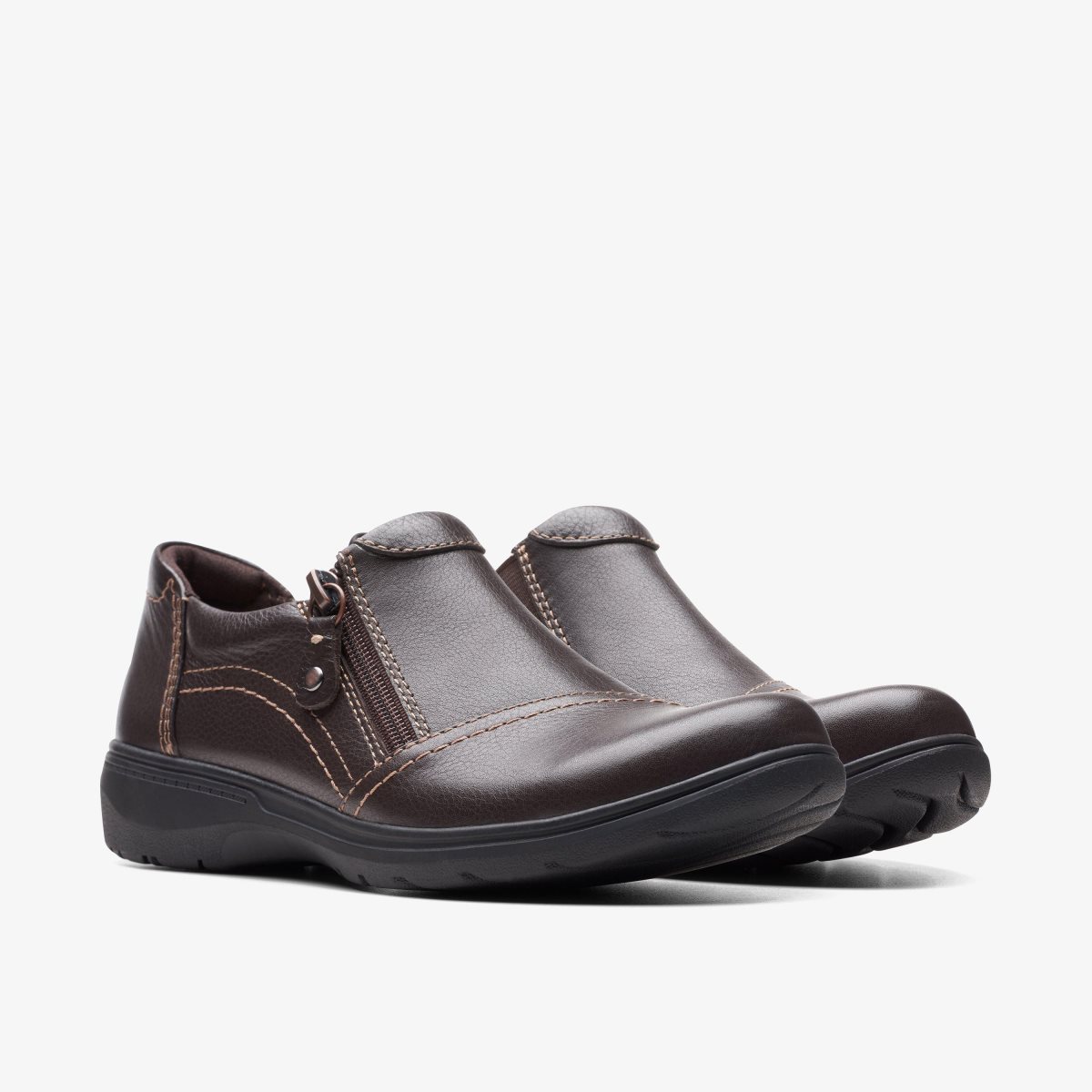 Clarks Carleigh Ray Dark Brown Leather Dark Brown | 0587VGNZD