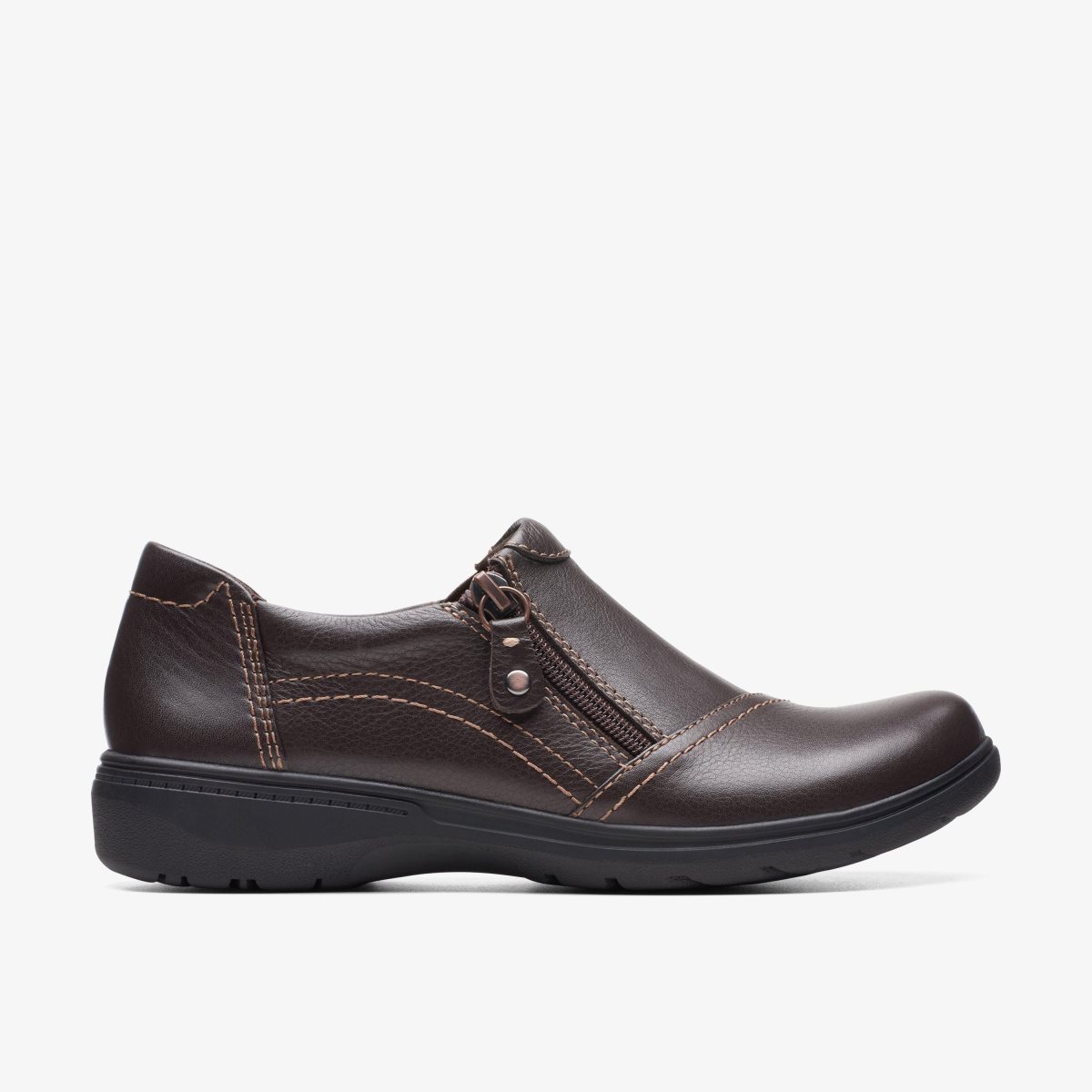 Clarks Carleigh Ray Dark Brown Leather Dark Brown | 0587VGNZD