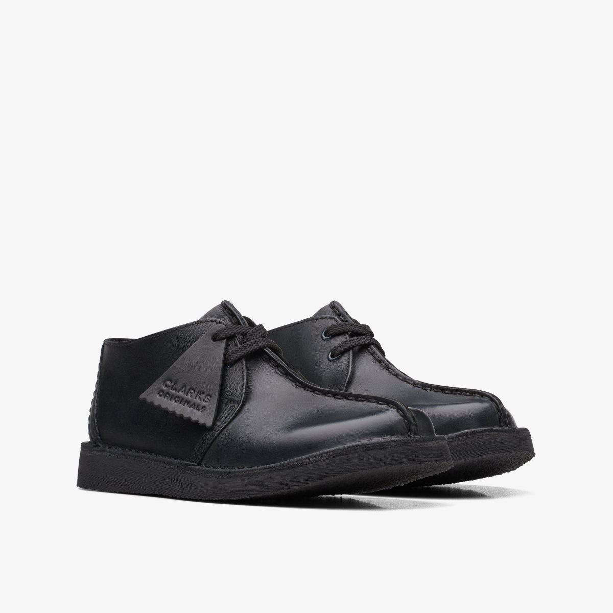 Clarks Desert Trek Older Black Leather Black | 9578XJCLI