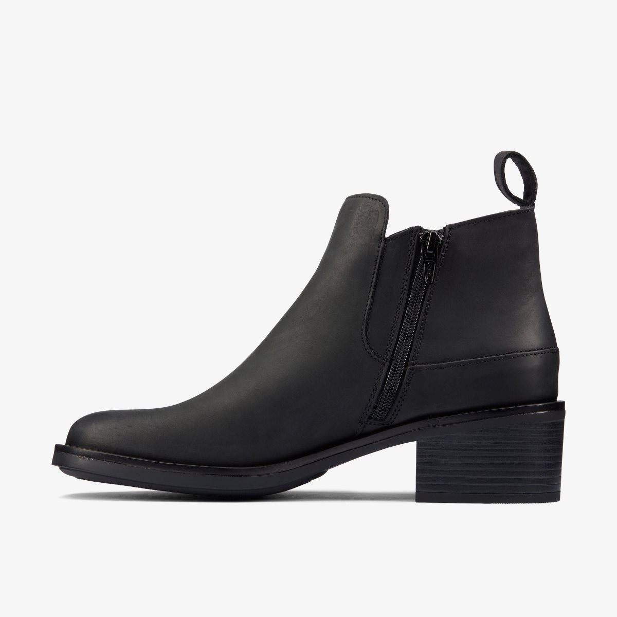 Clarks Memi Zip Black Leather Black | 1763OPHJG