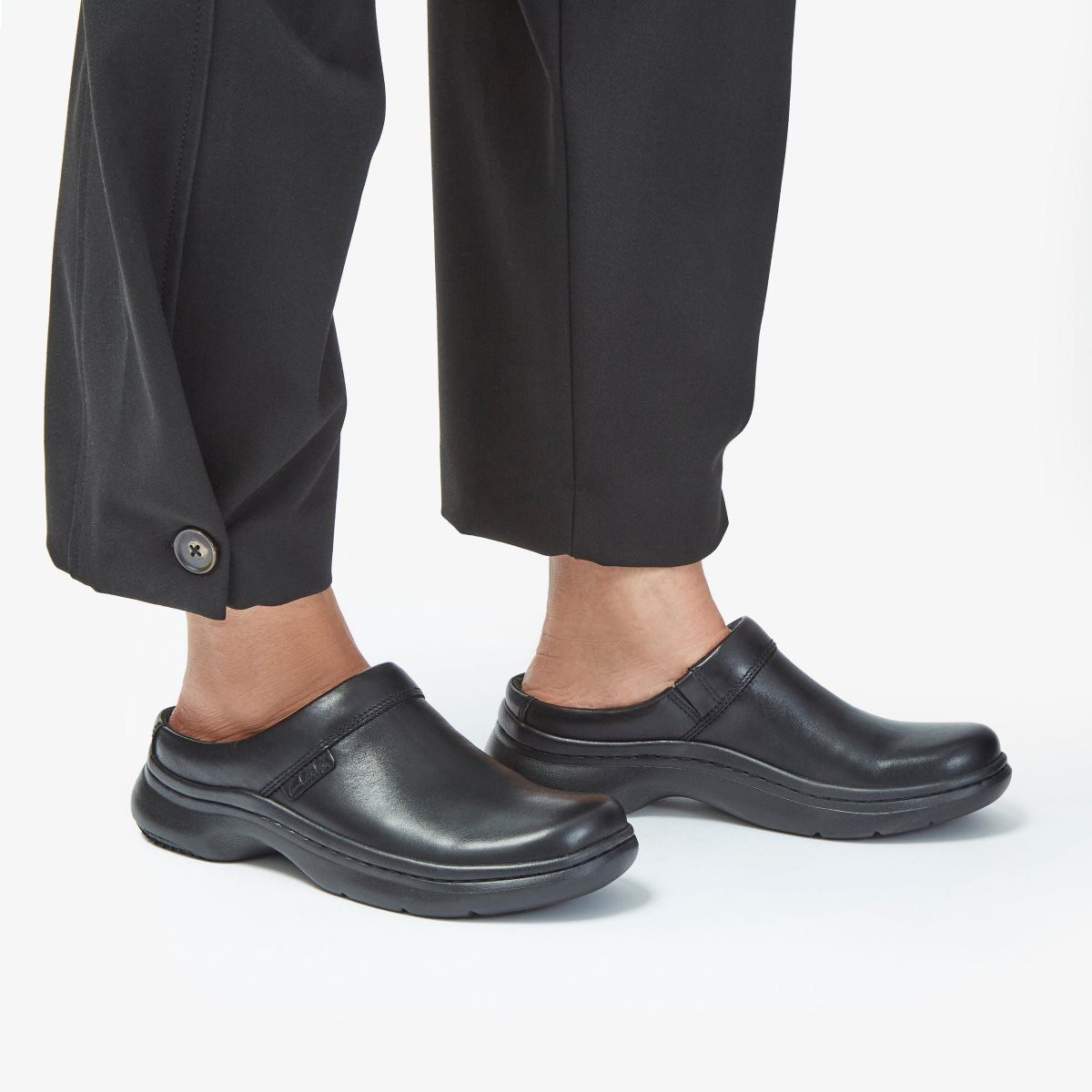 Clarks Pro Clog Black Leather Black | 8729KZUVS