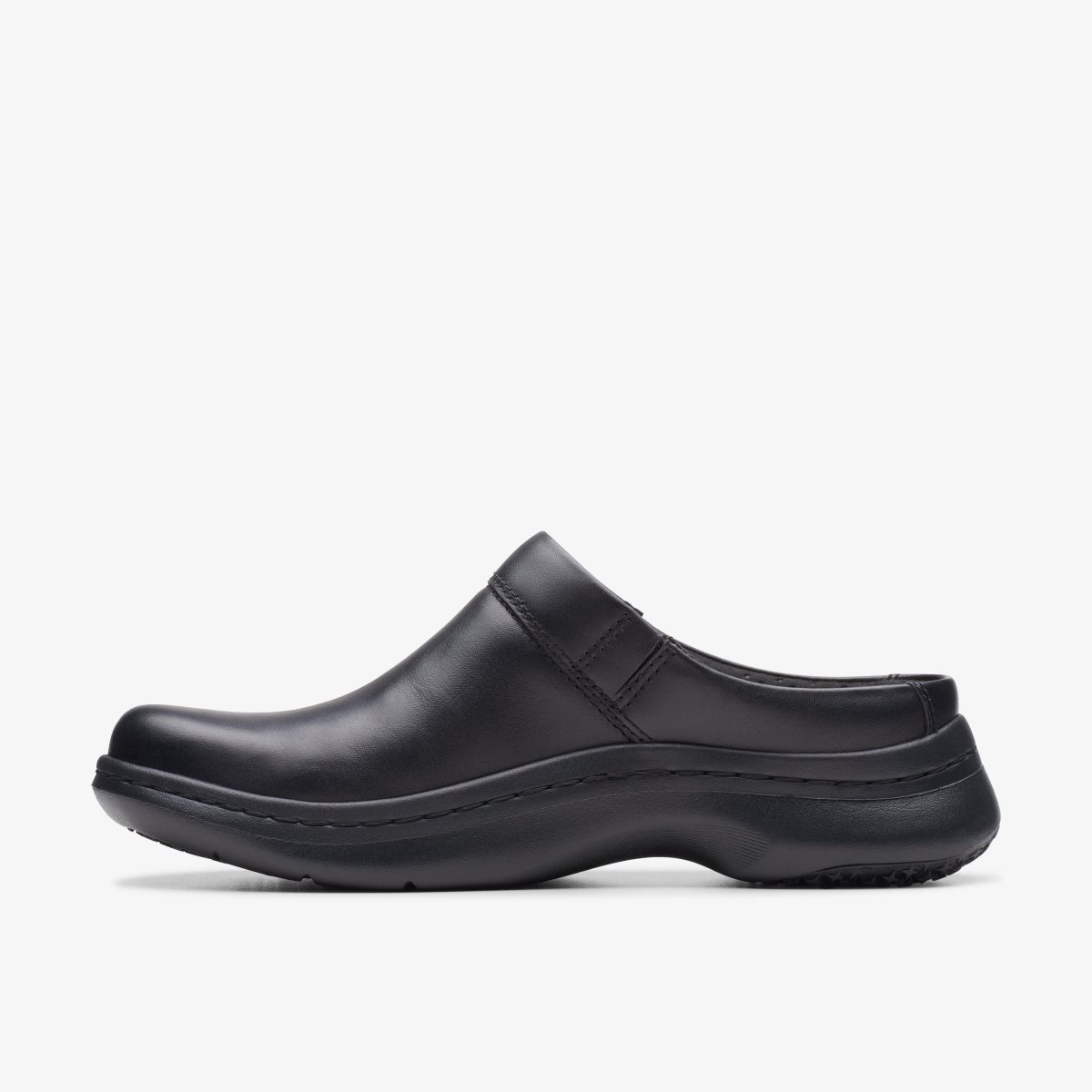 Clarks Pro Clog Black Leather Black | 8729KZUVS