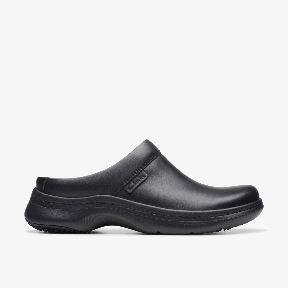 Clarks Pro Clog Black Leather Black | 8729KZUVS