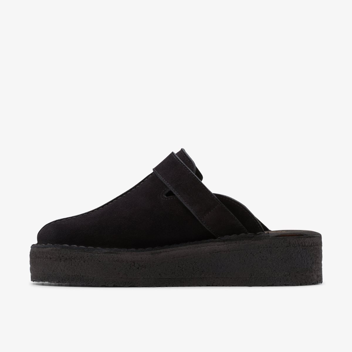 Clarks Trek Wedge Mule Black Suede Black | 9671HIYCO