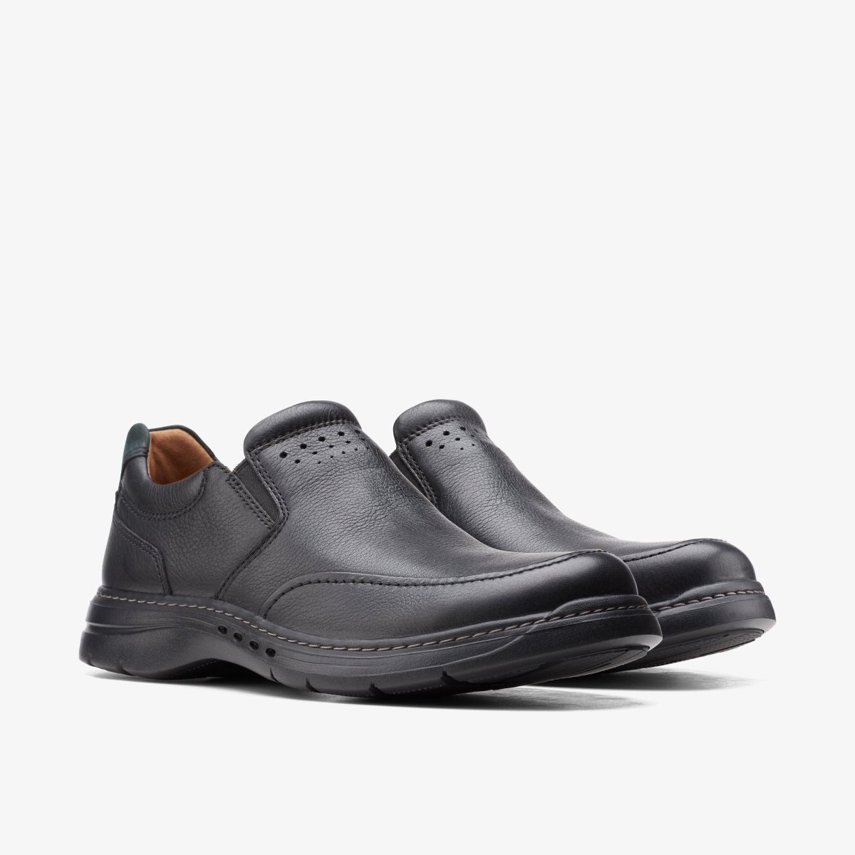 Clarks Un Brawley Step Black Leather Black | 4536QLTUC