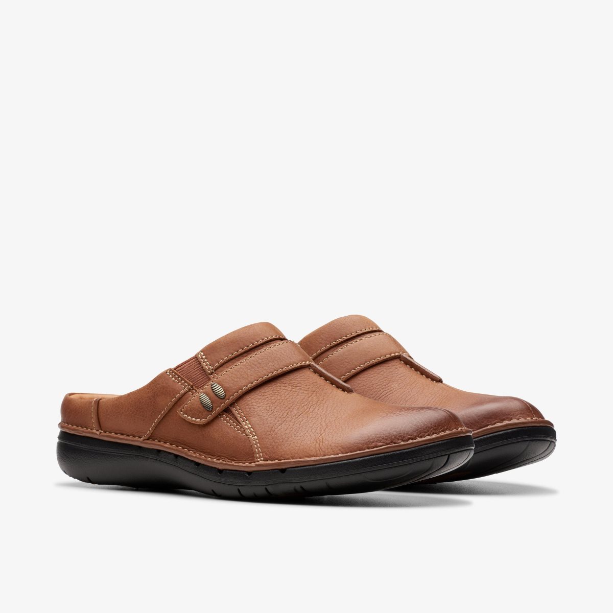 Clarks Un Loop Ease Dark Tan Leather Dark Brown | 1768JUKXS