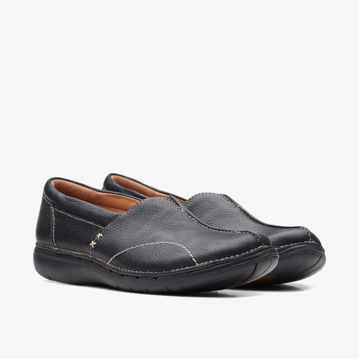 Clarks Un Loop Stride Black Leather Black | 4375PBHRI