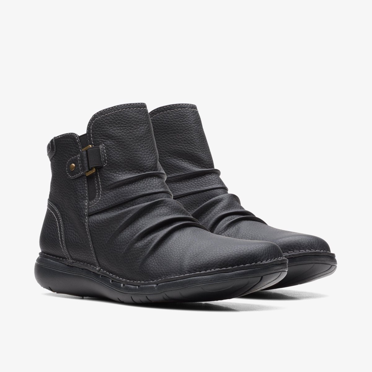 Clarks Un Loop Top Black Leather Black | 7214XGNEB