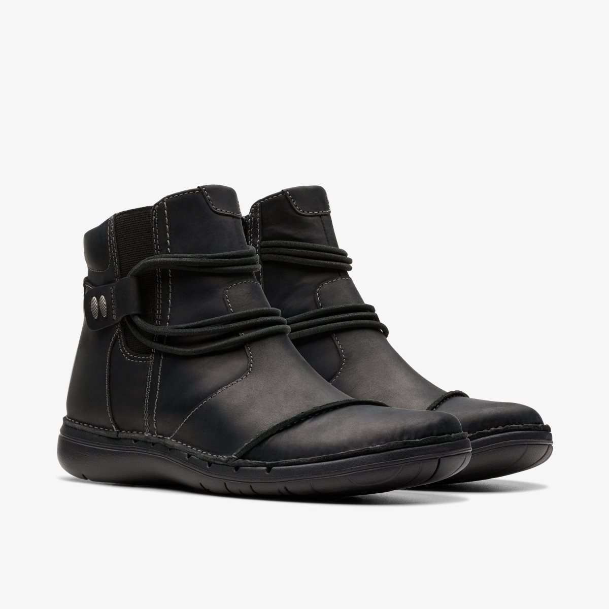 Clarks Un Loop Up Black Leather Black | 1730FOVMZ