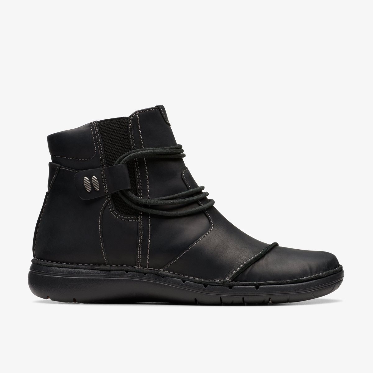 Clarks Un Loop Up Black Leather Black | 1730FOVMZ