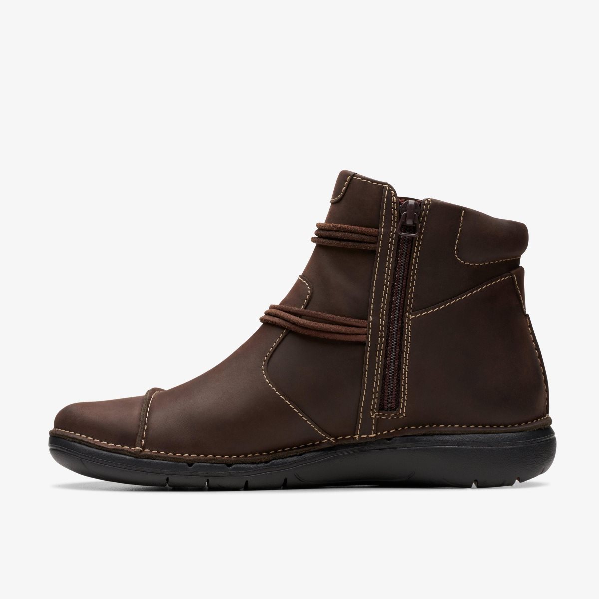 Clarks Un Loop Up Dark Brown Leather Dark Brown | 9480IHSRN