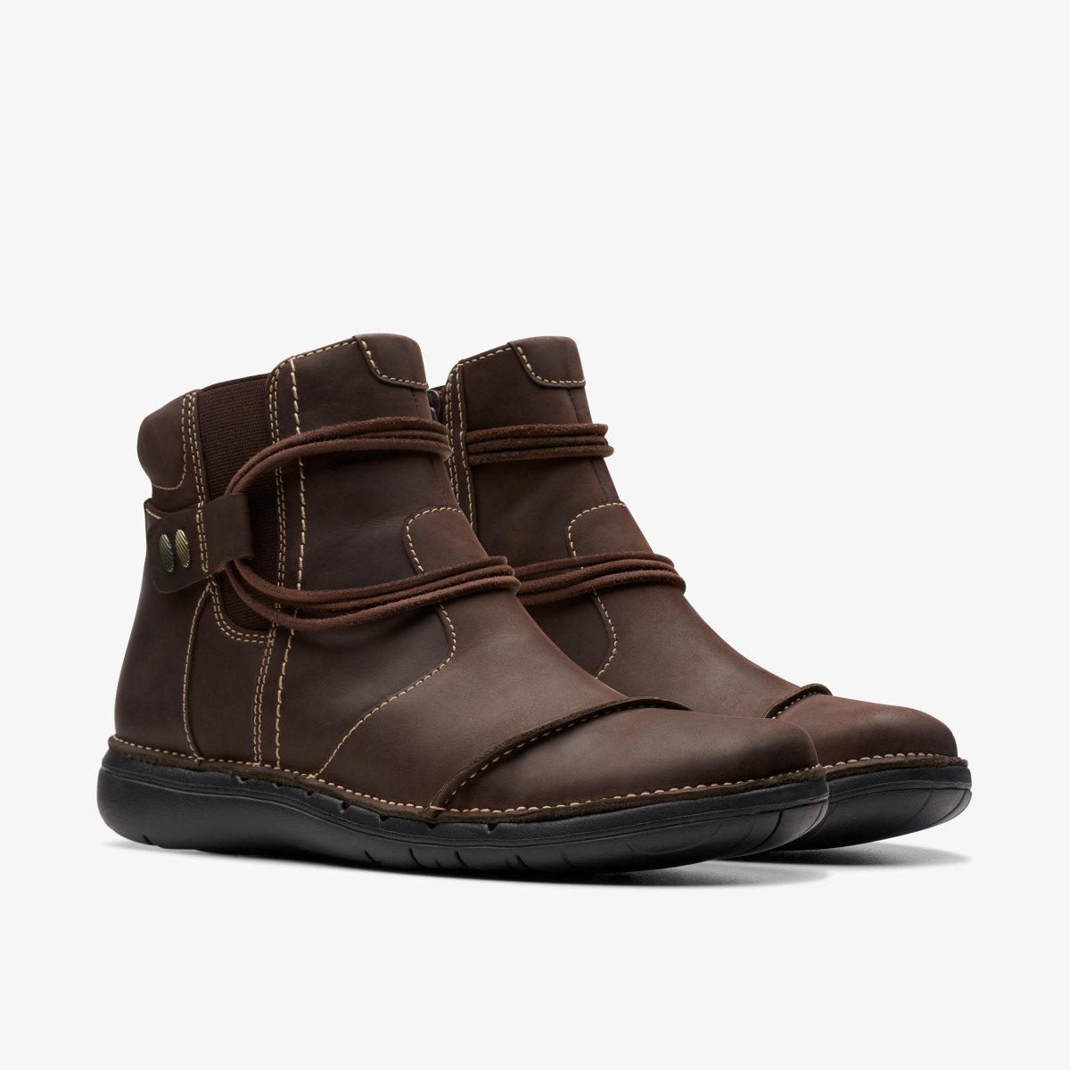 Clarks Un Loop Up Dark Brown Leather Dark Brown | 9480IHSRN