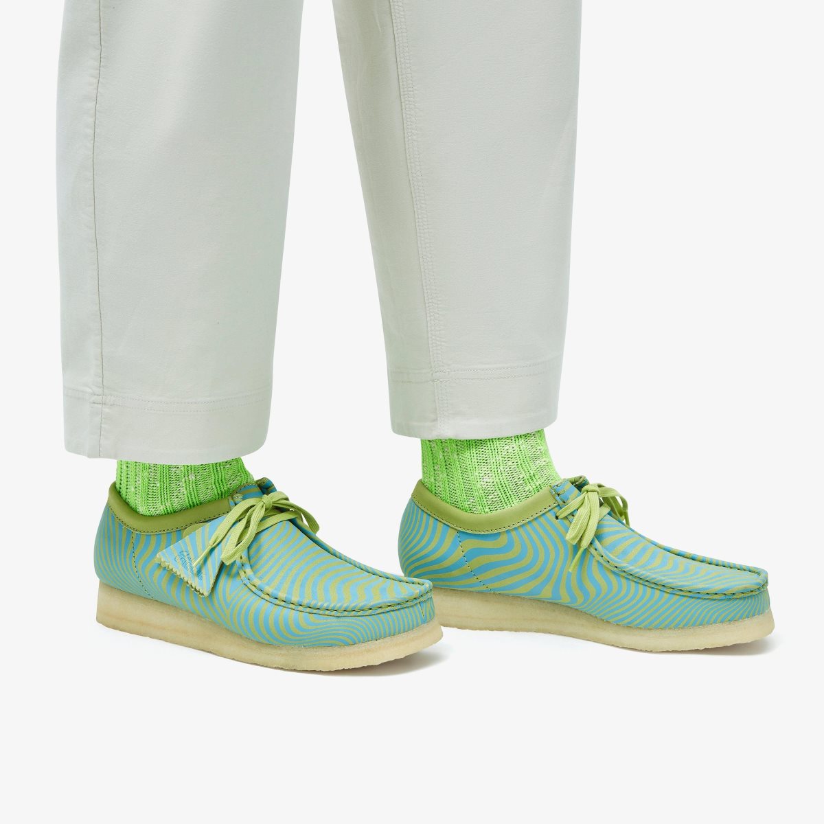 Clarks Wallabee Blue/Lime Print Blue / Light Green | 5320ILFQJ