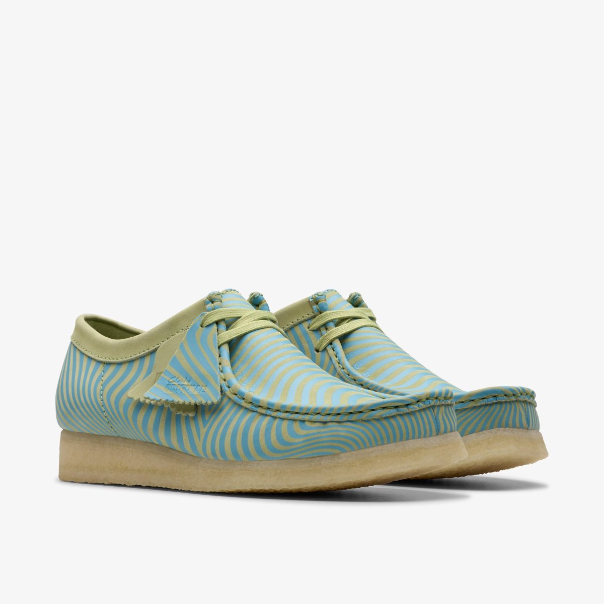 Clarks Wallabee Blue/Lime Print Blue / Light Green | 5320ILFQJ