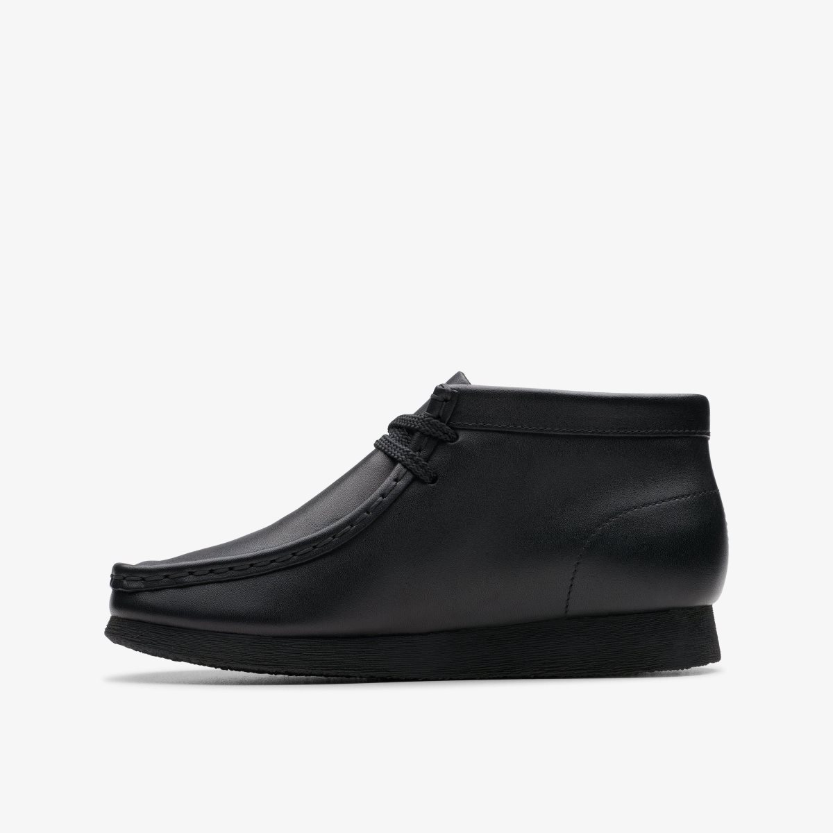 Clarks Wallabee Boot Older Black Leather Black | 8735FOYJQ