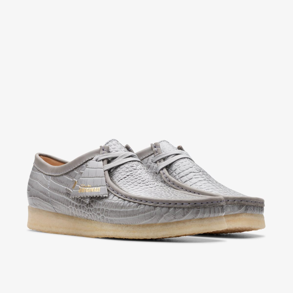 Clarks Wallabee Grey Crocodile Print Grey | 7804ETKSN