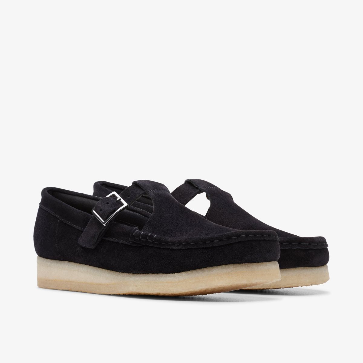 Clarks Wallabee T-Bar Black Suede Black | 8716COBIU