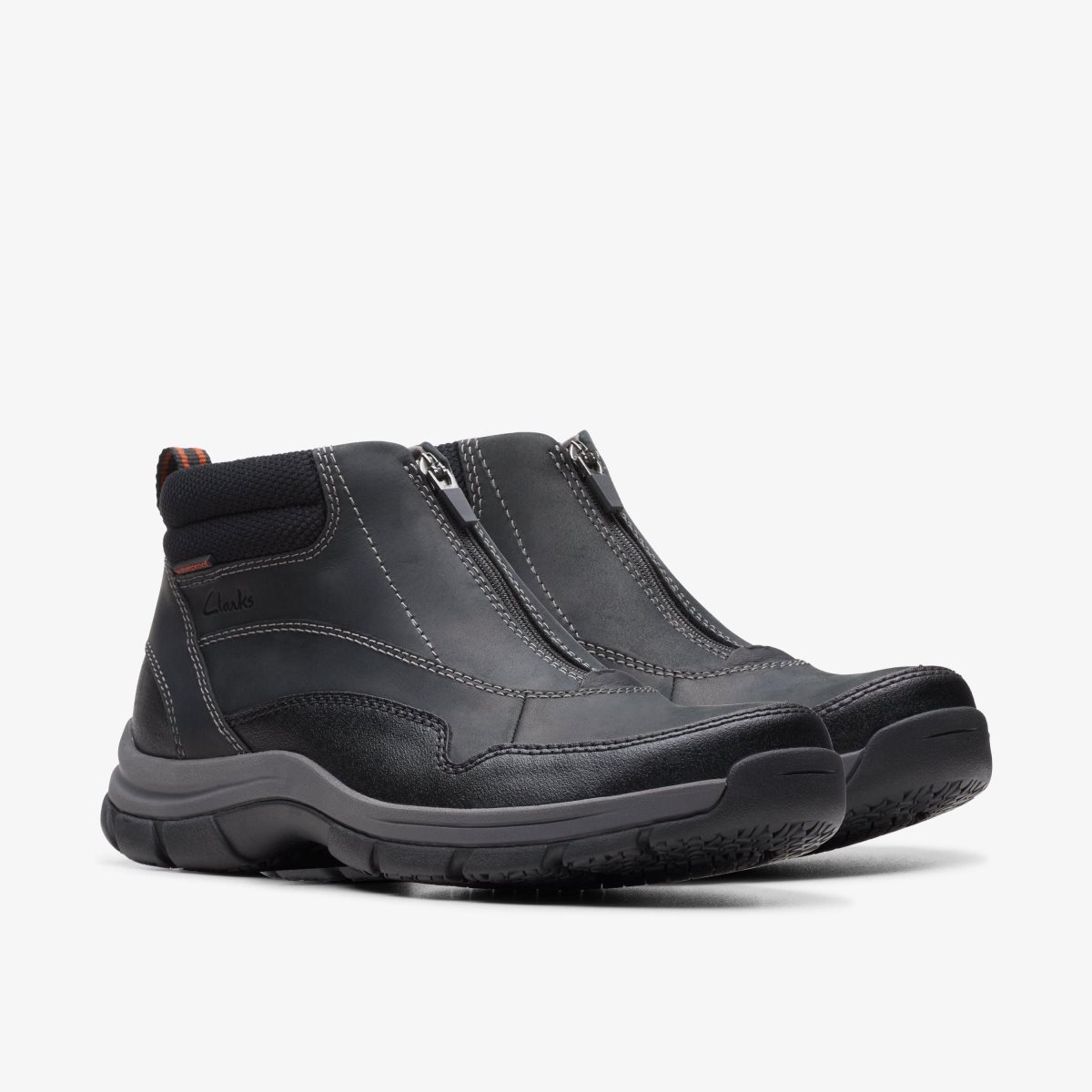 Clarks Walpath Zip Black Leather Black | 2496DQCUO