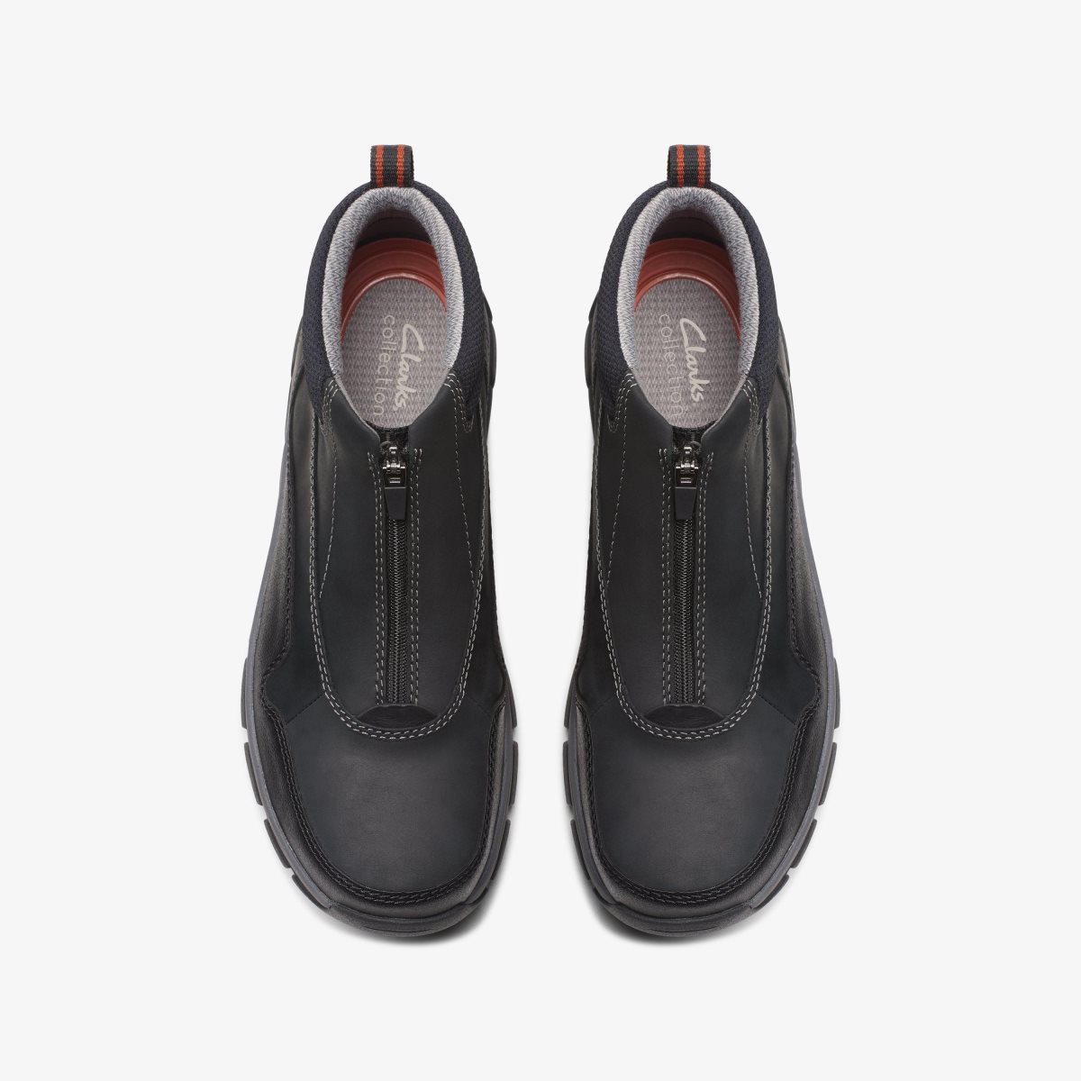 Clarks Walpath Zip Black Leather Black | 2496DQCUO